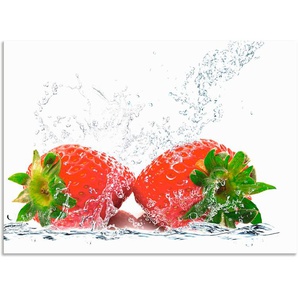 Küchenrückwand ARTLAND Erdbeeren mit Spritzwasser Spritzschutzwände Gr. B/H: 90 cm x 65 cm, rot Küchendekoration