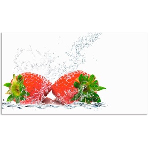 Küchenrückwand ARTLAND Erdbeeren mit Spritzwasser Spritzschutzwände Gr. B/H: 90 cm x 50 cm, rot Küchendekoration