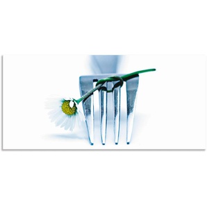 Küchenrückwand ARTLAND Gabel und Blume Spritzschutzwände Gr. B/H: 130 cmx60 cm, weiß Küchendekoration Spritzschutzwände Alu Spritzschutz mit Klebeband, einfache Montage