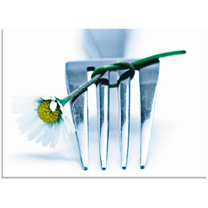 Küchenrückwand ARTLAND Gabel und Blume Spritzschutzwände Gr. B/H: 90 cm x 65 cm, weiß Küchendekoration
