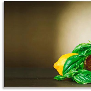 Küchenrückwand ARTLAND Gesundes Gemüse und Gewürze Spritzschutzwände Gr. B/H: 140 cm x 50 cm, grün Küchendekoration Alu Spritzschutz mit Klebeband, einfache Montage