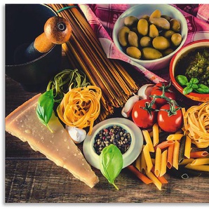 Küchenrückwand ARTLAND Italienisch mediterrane Lebensmittel Spritzschutzwände Gr. B/H: 130 cmx65 cm, bunt Küchendekoration Spritzschutzwände Alu Spritzschutz mit Klebeband, einfache Montage