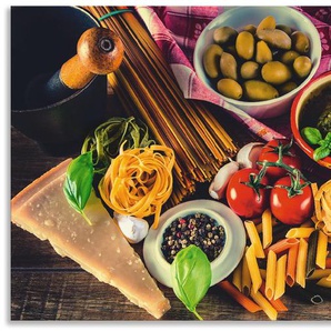 Küchenrückwand ARTLAND Italienisch mediterrane Lebensmittel Spritzschutzwände Gr. B/H: 140 cmx65 cm, bunt Küchendekoration Spritzschutzwände Alu Spritzschutz mit Klebeband, einfache Montage