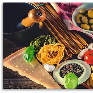 Küchenrückwand ARTLAND Italienisch mediterrane Lebensmittel Spritzschutzwände Gr. B/H: 150 cmx50 cm, bunt Küchendekoration Spritzschutzwände Alu Spritzschutz mit Klebeband, einfache Montage