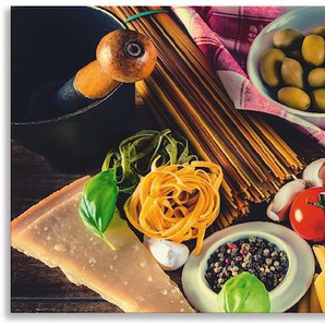 Küchenrückwand ARTLAND Italienisch mediterrane Lebensmittel Spritzschutzwände Gr. B/H: 160 cmx55 cm, bunt Küchendekoration Spritzschutzwände Alu Spritzschutz mit Klebeband, einfache Montage