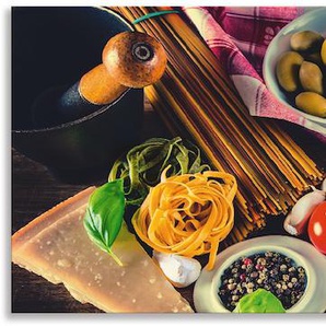 Küchenrückwand ARTLAND Italienisch mediterrane Lebensmittel Spritzschutzwände Gr. B/H: 170 cmx55 cm, bunt Küchendekoration Spritzschutzwände Alu Spritzschutz mit Klebeband, einfache Montage