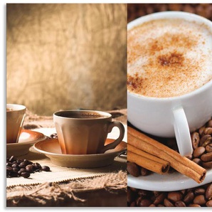 Küchenrückwand ARTLAND Kaffee - Cappuccino Heißer Kaffee Spritzschutzwände Gr. B/H: 120 cmx65 cm, braun Küchendekoration Spritzschutzwände Alu Spritzschutz mit Klebeband, einfache Montage