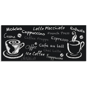 Küchenrückwand ARTLAND Kaffee. Designelemente auf einer Tafel Spritzschutzwände Gr. B/H: 120 cm x 50 cm, schwarz Küchendekoration Alu Spritzschutz mit Klebeband, einfache Montage