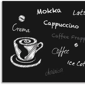 Küchenrückwand ARTLAND Kaffee. Designelemente auf einer Tafel Spritzschutzwände Gr. B/H: 140 cmx65 cm, schwarz Küchendekoration Spritzschutzwände Alu Spritzschutz mit Klebeband, einfache Montage
