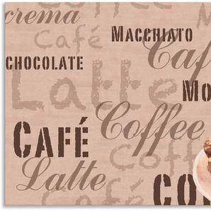Küchenrückwand ARTLAND Kaffee - Latte Macchiato Spritzschutzwände Gr. B/H: 110 cm x 60 cm, beige (naturfarben) Küchendekoration Alu Spritzschutz mit Klebeband, einfache Montage
