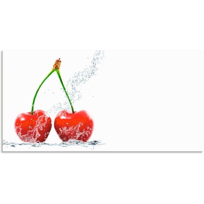 Küchenrückwand ARTLAND Kirschen mit Spritzwasser Spritzschutzwände Gr. B/H: 120 cmx60 cm, rot Küchendekoration Spritzschutzwände Alu Spritzschutz mit Klebeband, einfache Montage