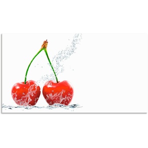 Küchenrückwand ARTLAND Kirschen mit Spritzwasser Spritzschutzwände Gr. B/H: 120 cmx65 cm, rot Küchendekoration Spritzschutzwände Alu Spritzschutz mit Klebeband, einfache Montage