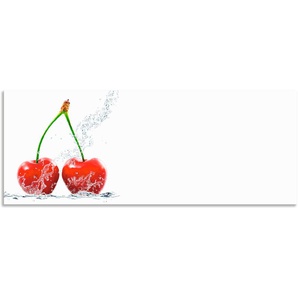 Küchenrückwand ARTLAND Kirschen mit Spritzwasser Spritzschutzwände Gr. B/H: 130 cmx50 cm, rot Küchendekoration Spritzschutzwände Alu Spritzschutz mit Klebeband, einfache Montage