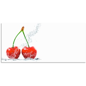 Küchenrückwand ARTLAND Kirschen mit Spritzwasser Spritzschutzwände Gr. B/H: 130 cmx60 cm, rot Küchendekoration Spritzschutzwände Alu Spritzschutz mit Klebeband, einfache Montage