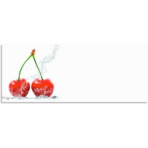 Küchenrückwand ARTLAND Kirschen mit Spritzwasser Spritzschutzwände Gr. B/H: 140 cmx55 cm, rot Küchendekoration Spritzschutzwände Alu Spritzschutz mit Klebeband, einfache Montage