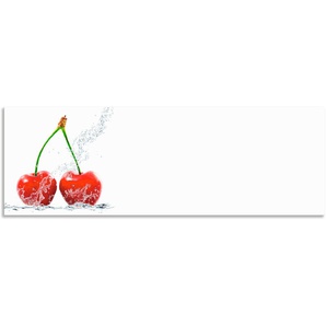 Küchenrückwand ARTLAND Kirschen mit Spritzwasser Spritzschutzwände Gr. B/H: 150 cmx50 cm, rot Küchendekoration Spritzschutzwände Alu Spritzschutz mit Klebeband, einfache Montage
