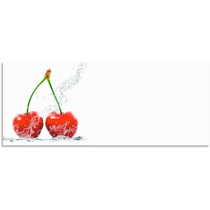 Küchenrückwand ARTLAND Kirschen mit Spritzwasser Spritzschutzwände Gr. B/H: 150 cmx60 cm, rot Küchendekoration Spritzschutzwände Alu Spritzschutz mit Klebeband, einfache Montage