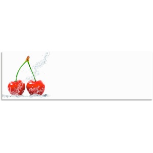 Küchenrückwand ARTLAND Kirschen mit Spritzwasser Spritzschutzwände Gr. B/H: 160 cmx50 cm, rot Küchendekoration Spritzschutzwände Alu Spritzschutz mit Klebeband, einfache Montage