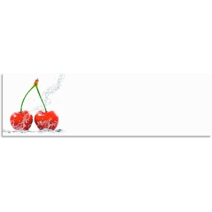 Küchenrückwand ARTLAND Kirschen mit Spritzwasser Spritzschutzwände Gr. B/H: 170 cmx50 cm, rot Küchendekoration Spritzschutzwände Alu Spritzschutz mit Klebeband, einfache Montage