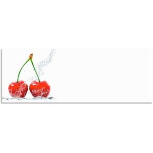 Küchenrückwand ARTLAND Kirschen mit Spritzwasser Spritzschutzwände Gr. B/H: 170 cmx60 cm, rot Küchendekoration Spritzschutzwände Alu Spritzschutz mit Klebeband, einfache Montage