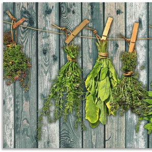 Küchenrückwand ARTLAND Kräuter mit Holzoptik Spritzschutzwände Gr. B/H: 100 cm x 55 cm, grün Küchendekoration
