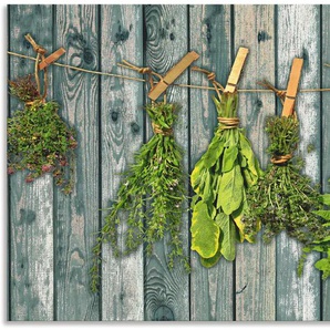 Küchenrückwand ARTLAND Kräuter mit Holzoptik Spritzschutzwände Gr. B/H: 110 cm x 60 cm, grün Küchendekoration
