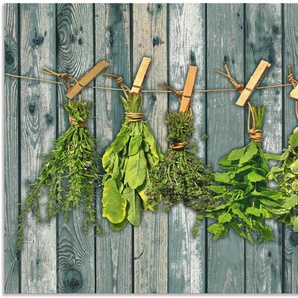 Küchenrückwand ARTLAND Kräuter mit Holzoptik Spritzschutzwände Gr. B/H: 80 cm x 65 cm, grün Küchendekoration