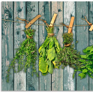 Küchenrückwand ARTLAND Kräuter mit Holzoptik Spritzschutzwände Gr. B/H: 90 cm x 60 cm, grün Küchendekoration