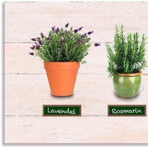Küchenrückwand ARTLAND Lavendel Salbei Thymian Rosmarin Kräuter Spritzschutzwände Gr. B/H: 130 cmx55 cm, beige (naturfarben) Küchendekoration Spritzschutzwände Alu Spritzschutz mit Klebeband, einfache Montage