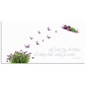 Küchenrückwand ARTLAND Lila Schmetterlinge an Lavendel Spritzschutzwände Gr. B/H: 100 cm x 50 cm, weiß Küchendekoration Alu Spritzschutz mit Klebeband, einfache Montage