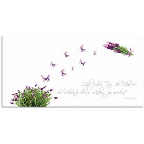 Küchenrückwand ARTLAND Lila Schmetterlinge an Lavendel Spritzschutzwände Gr. B/H: 100 cm x 50 cm, weiß Küchendekoration