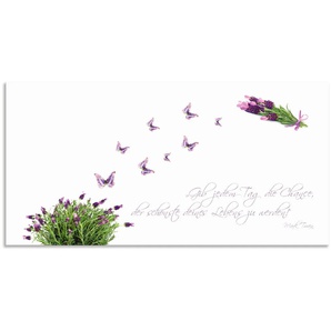 Küchenrückwand ARTLAND Lila Schmetterlinge an Lavendel Spritzschutzwände Gr. B/H: 110 cm x 55 cm, weiß Küchendekoration