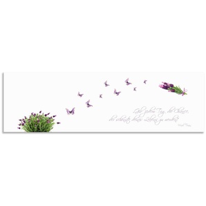 Küchenrückwand ARTLAND Lila Schmetterlinge an Lavendel Spritzschutzwände Gr. B/H: 170 cmx50 cm, weiß Küchendekoration Spritzschutzwände Alu Spritzschutz mit Klebeband, einfache Montage