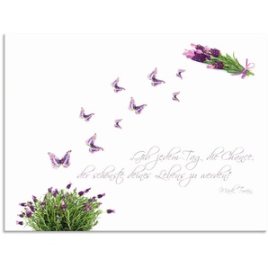 Küchenrückwand ARTLAND Lila Schmetterlinge an Lavendel Spritzschutzwände Gr. B/H: 80 cm x 60 cm, weiß Küchendekoration Alu Spritzschutz mit Klebeband, einfache Montage