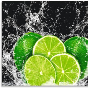 Küchenrückwand ARTLAND Limone mit Spritzwasser Spritzschutzwände Gr. B/H: 110 cm x 50 cm, grün Küchendekoration Alu Spritzschutz mit Klebeband, einfache Montage