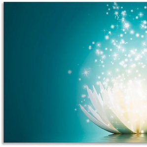 Küchenrückwand ARTLAND Magie der Lotus-Blume Spritzschutzwände Gr. B/H: 100 cm x 50 cm, blau Küchendekoration Alu Spritzschutz mit Klebeband, einfache Montage