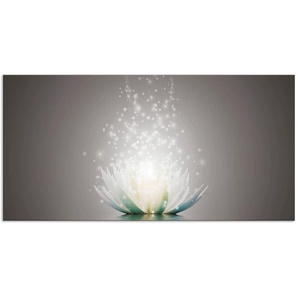 Küchenrückwand ARTLAND Magie der Lotus-Blume Spritzschutzwände Gr. B/H: 110 cm x 55 cm, grau Küchendekoration Alu Spritzschutz mit Klebeband, einfache Montage