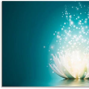 Küchenrückwand ARTLAND Magie der Lotus-Blume Spritzschutzwände Gr. B/H: 110 cm x 60 cm, blau Küchendekoration Alu Spritzschutz mit Klebeband, einfache Montage