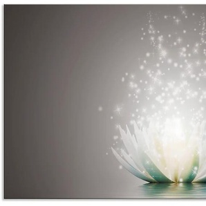Küchenrückwand ARTLAND Magie der Lotus-Blume Spritzschutzwände Gr. B/H: 110 cm x 60 cm, grau Küchendekoration Alu Spritzschutz mit Klebeband, einfache Montage