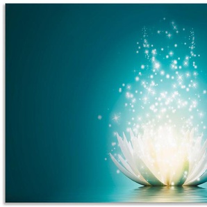 Küchenrückwand ARTLAND Magie der Lotus-Blume Spritzschutzwände Gr. B/H: 110 cmx65 cm, blau Küchendekoration Spritzschutzwände Alu Spritzschutz mit Klebeband, einfache Montage