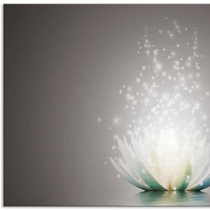 Küchenrückwand ARTLAND Magie der Lotus-Blume Spritzschutzwände Gr. B/H: 110 cmx65 cm, grau Küchendekoration Spritzschutzwände Alu Spritzschutz mit Klebeband, einfache Montage