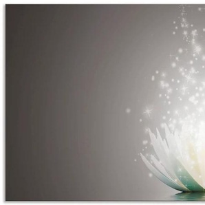 Küchenrückwand ARTLAND Magie der Lotus-Blume Spritzschutzwände Gr. B/H: 120 cm x 55 cm, grau Küchendekoration Alu Spritzschutz mit Klebeband, einfache Montage
