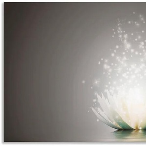 Küchenrückwand ARTLAND Magie der Lotus-Blume Spritzschutzwände Gr. B/H: 130 cmx65 cm, grau Küchendekoration Spritzschutzwände Alu Spritzschutz mit Klebeband, einfache Montage