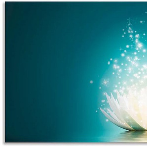 Küchenrückwand ARTLAND Magie der Lotus-Blume Spritzschutzwände Gr. B/H: 140 cmx65 cm, blau Küchendekoration Spritzschutzwände Alu Spritzschutz mit Klebeband, einfache Montage