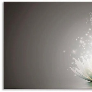 Küchenrückwand ARTLAND Magie der Lotus-Blume Spritzschutzwände Gr. B/H: 160 cm x 65 cm, grau Küchendekoration Alu Spritzschutz mit Klebeband, einfache Montage
