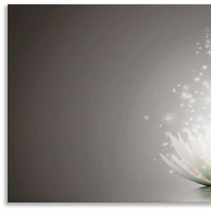 Küchenrückwand ARTLAND Magie der Lotus-Blume Spritzschutzwände Gr. B/H: 160 cmx65 cm, grau Küchendekoration Alu Spritzschutz mit Klebeband, einfache Montage