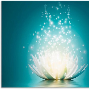 Küchenrückwand ARTLAND Magie der Lotus-Blume Spritzschutzwände Gr. B/H: 80 cm x 60 cm, blau Küchendekoration Alu Spritzschutz mit Klebeband, einfache Montage
