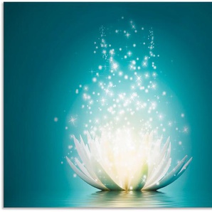 Küchenrückwand ARTLAND Magie der Lotus-Blume Spritzschutzwände Gr. B/H: 80 cm x 65 cm, blau Küchendekoration Alu Spritzschutz mit Klebeband, einfache Montage