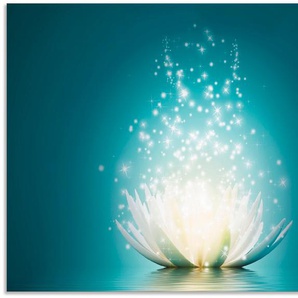 Küchenrückwand ARTLAND Magie der Lotus-Blume Spritzschutzwände Gr. B/H: 90 cm x 65 cm, blau Küchendekoration Alu Spritzschutz mit Klebeband, einfache Montage