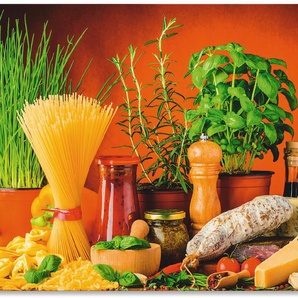 Küchenrückwand ARTLAND Mediterranes und italienisches Essen Spritzschutzwände Gr. B/H: 120 cmx65 cm, bunt Küchendekoration Spritzschutzwände Alu Spritzschutz mit Klebeband, einfache Montage